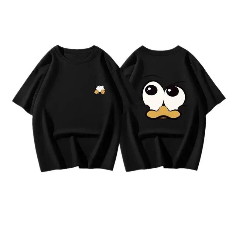 Летняя футболка унисекс из 100 хлопка с короткими рукавами футболка с забавной уткой свободная уличная футболка с принтом аниме и мультфильмами футболка оверсайз 4XL 2228₽