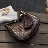 2025 Autumn New Korean Version Popular Versatile Underarm Bag Oil Wax Leather Woven Niche Texture Shoulder Messenger Bag