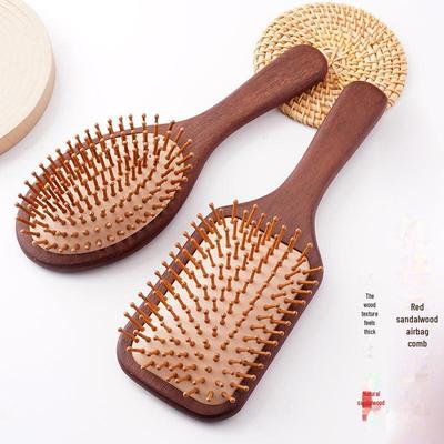 Red Sandalwood Large Air Cushion Comb - Solid Wood Hairbrush for Ladies