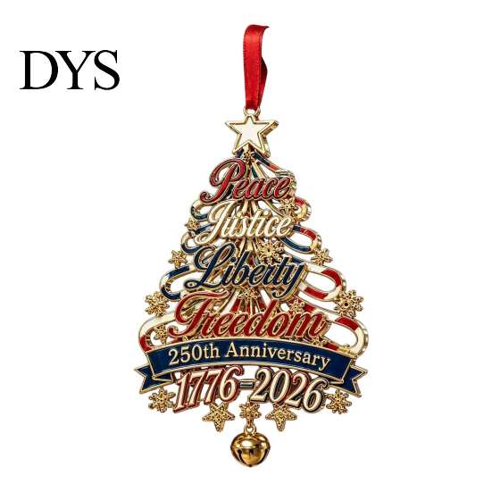 Holiday Tree Hanging Ornaments 250th Anniversary Christmas Ornament, USA Xmas Decor for Acrylic Decorations Home Window, Patriotic Sign Veterans