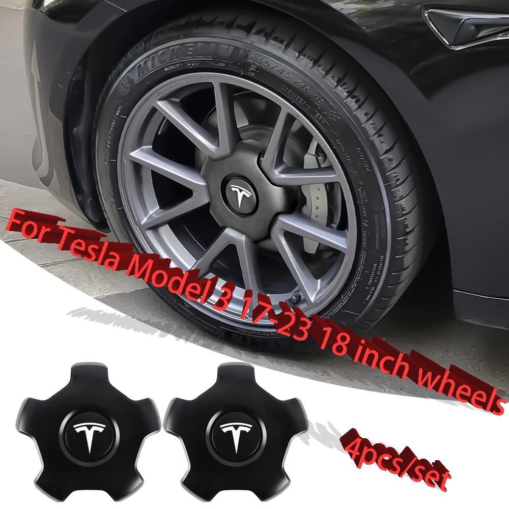 4pcs ABS Car Wheel Center Caps Hub Covers For Tesla Model 3 2017-2023 18 inch wheels Five Claw Type Athletic Hubcaps Accessories