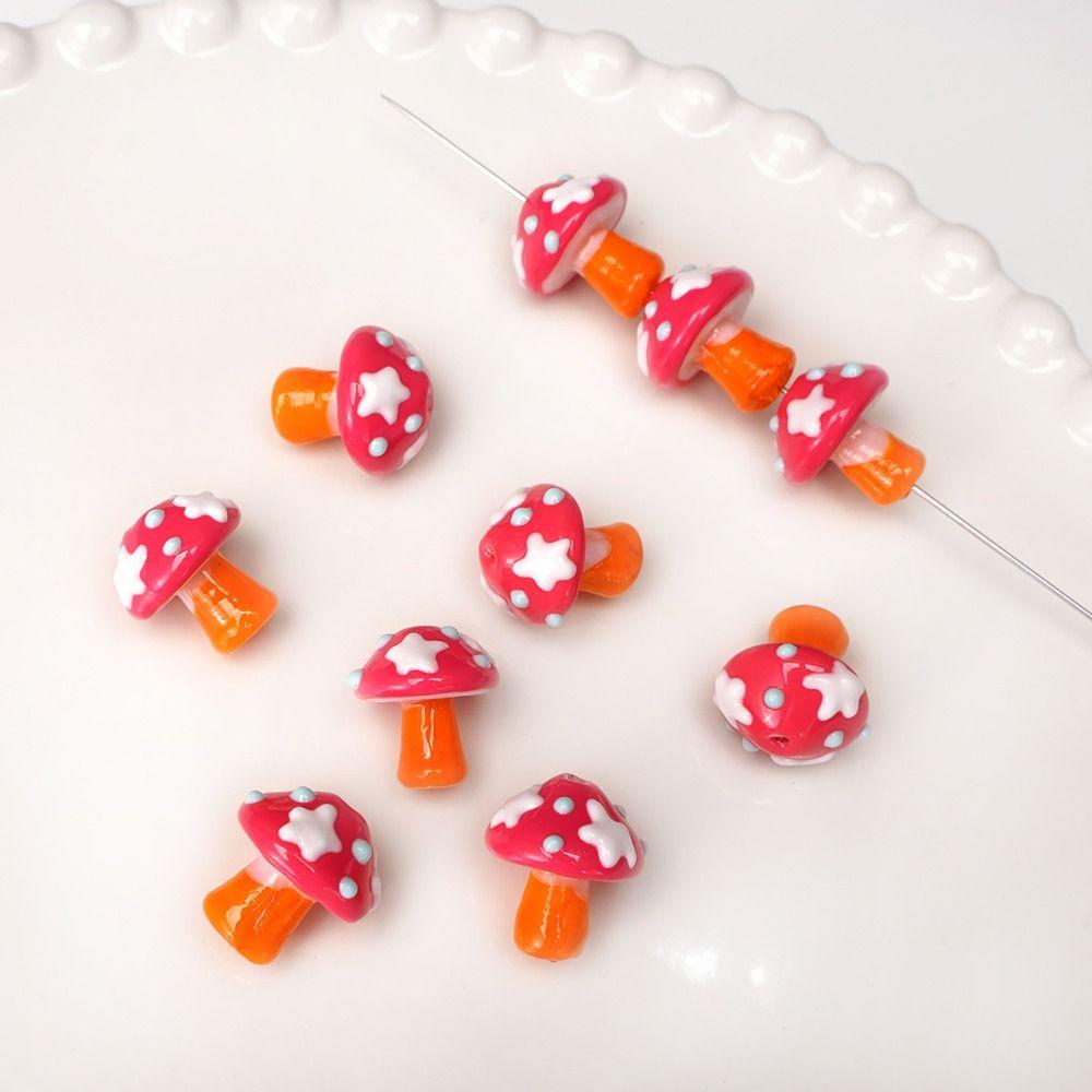Cartoon Mushroom Glass Loose Beads Handmade Craft Jewelry Making Material  DIY Accessories