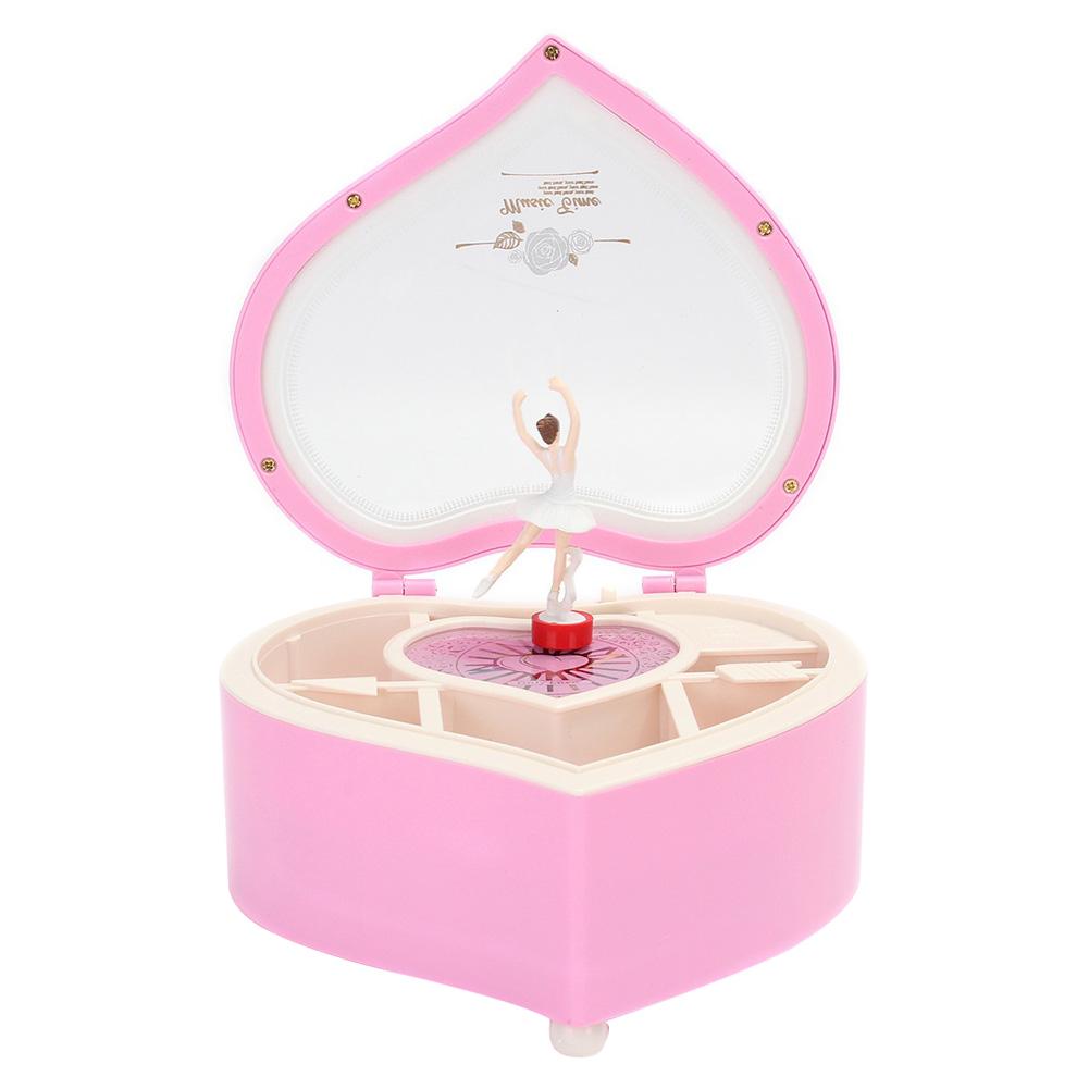 Music Jewellery Box Heart Shape Dancing Ballerina Gift For Girls Valentine's Day Hand Crank Music Box Mechanism Gift
