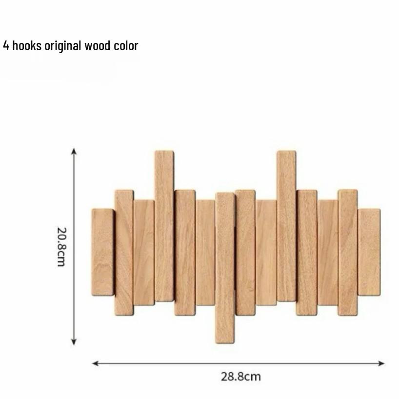 Solid Wood No-Drill Piano Key Wall-Mounted Coat & Hat Rack