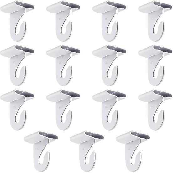 8 Pair Drop Ceiling Hooks for Hanging,White Heavy Duty Ceiling Hooks,Metal T-Bar Hooks,Suspended Ceiling Tile Hook Ceiling Clips for Home Classroom