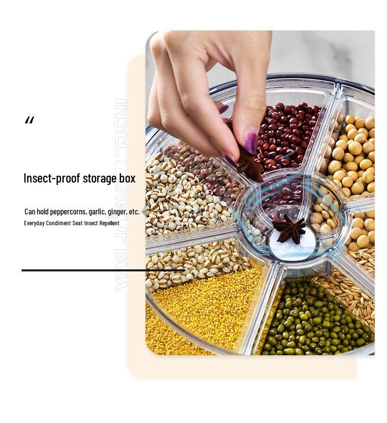 Rotatable Divided Grain and Cereal Storage Container - Insect & Moisture-Proof Sealed Bin