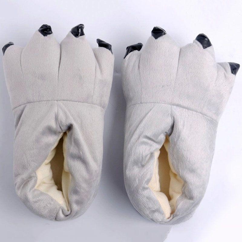 Cozy Dinosaur Cosplay Costume Slippers With Soft Plush Paw Shoes For Winter Warmth