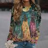 Women's Halloween Printed Long Sleeve Round Neck Raglan Sleeve Pullover Top