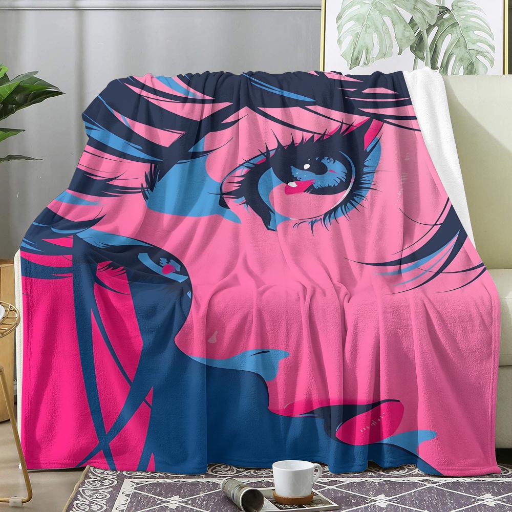 Anime Girl Throw Soft Flannel AC Blanket Lightweight Summer Nap Throw Cozy Blanket for Sofa Bed Travel Home