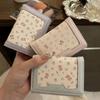 PU Bifold Wallet Compact Folding Structure Floral Bear Print Card Holder Wallet Portable Stitched Trim ID Card Holder