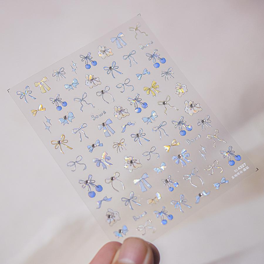 1pcs Cute Sketching Graffiti Animal Cat Dog Rabbit Bear Laser Nail Art Sticker Designs Self Adhesive Decoration Decal Acessories
