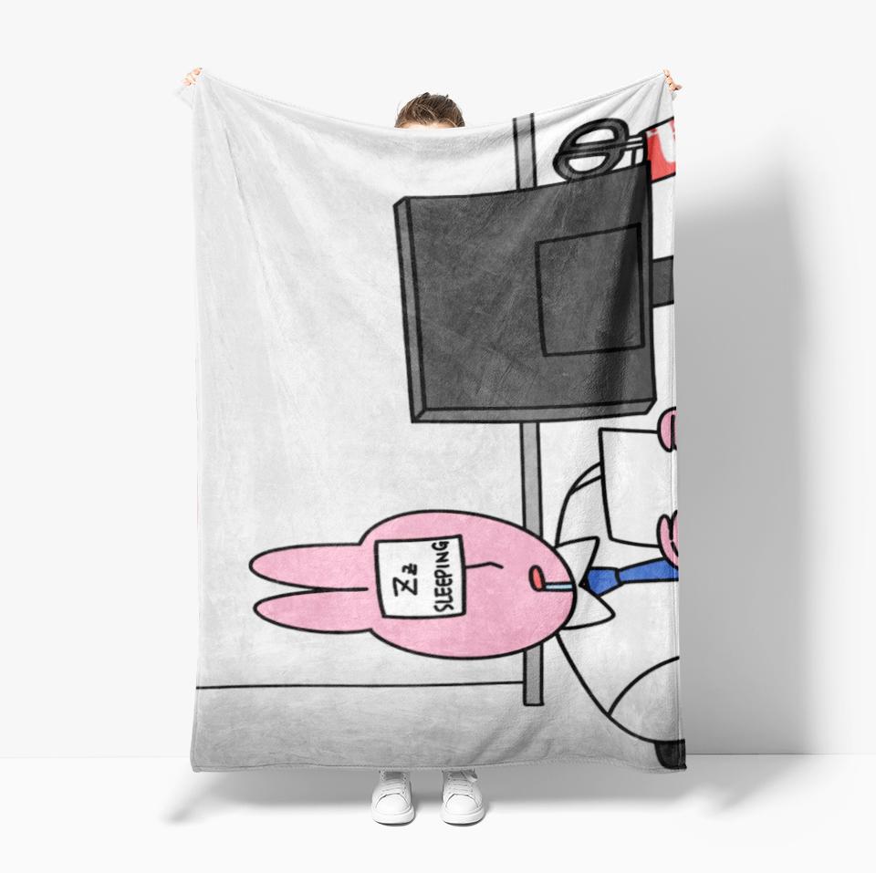 Cute Pink rabbit Series Blanket Cartoon Print Warm Flannel Soft Comfortable Home Travel Bed Blanket Birthday Couple kids Gift