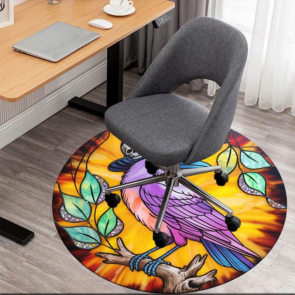 

Stained Glass Raven with Hat Wall ArtRound Non-Slip chair mat chair carpet for office Rugs for Office Decor Gift For Valentine s Day Mother s Day Hall 80cm by 80cm