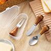 Stainless Steel Cheese Knives Cheese Fork Set Wooden Handle Butter Spatula Knife Cheese Spreader Jam Spreader Baking Tools