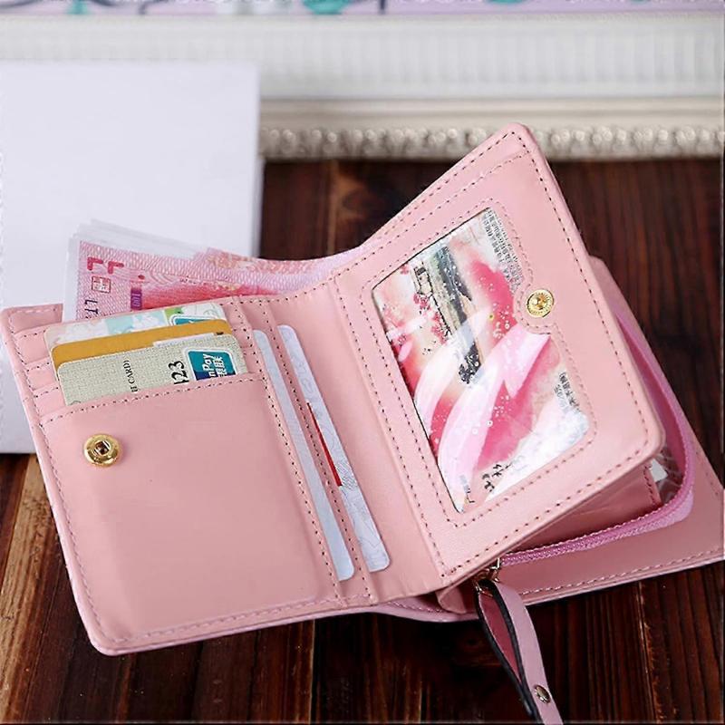 Adorable Mini Wallet, Cartoon Cat Girl Purse, Zip Leather Purse, Cute Gifts for Girls (Pink)