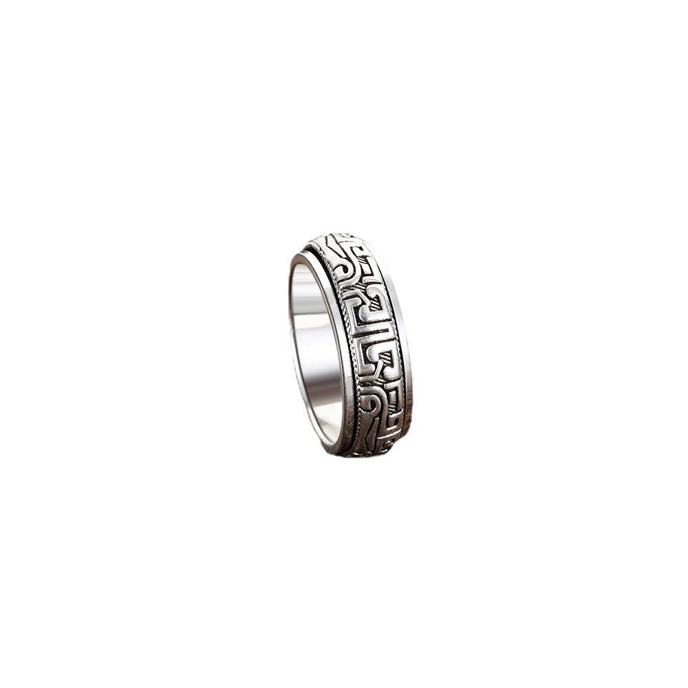 99% Pure Silver Rotatable Index Finger Ring: Retro Artistic Decompression for Men & Women