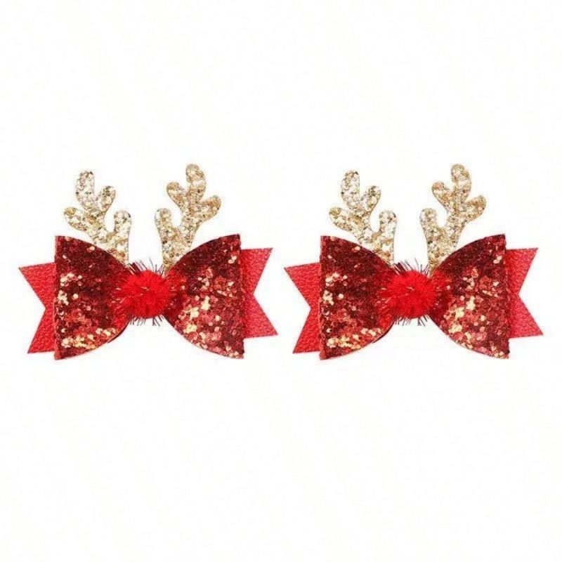 1pc Pet Cat Dog Bow Deer Theme Hair Clips, Suitable For Daily Use/Christmas