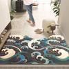 Wave Striped Front Entrance Door Mat,Heavy Duty Outdoor Indoor Entryway Floor Mat Non Slip Doormat Blue Large Carpet