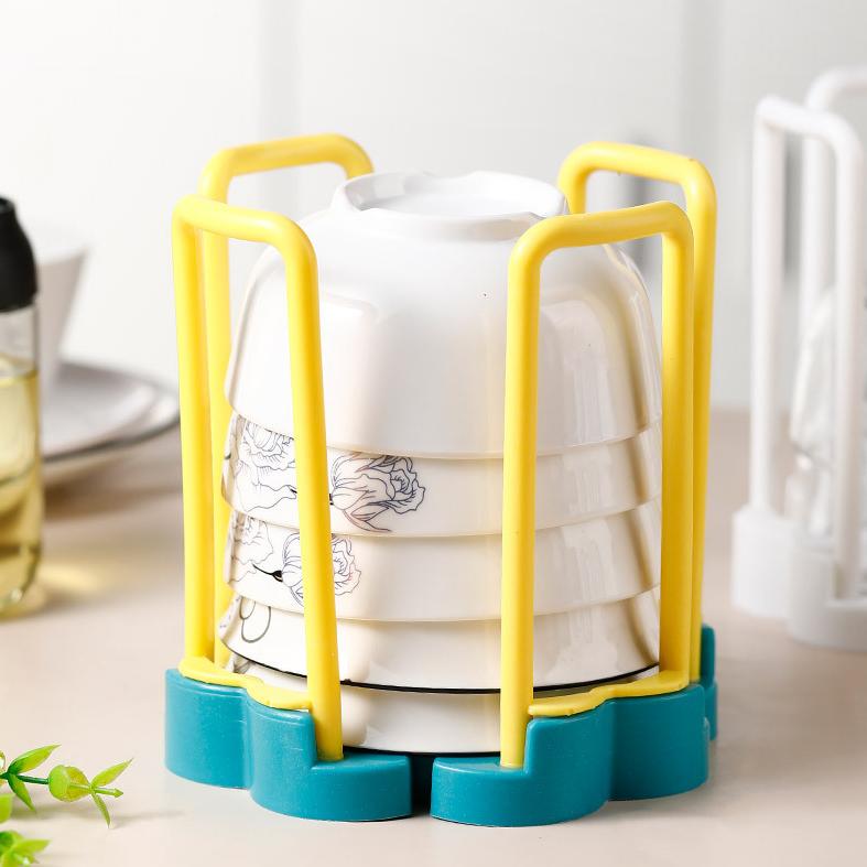 Retractable Desktop Bowl Holder Kitchen Organizer Plastic Drain Water Cup Shelf Cabinet Dishes Storage Rack Plate Storage Tool