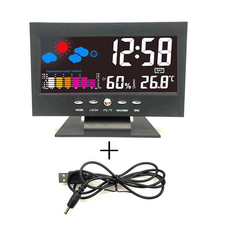 Multifunction Digital Weather Station Thermometer Hygrometer Colorful Temperature Humidity Clock Alarm Calendar Weather Forecast
