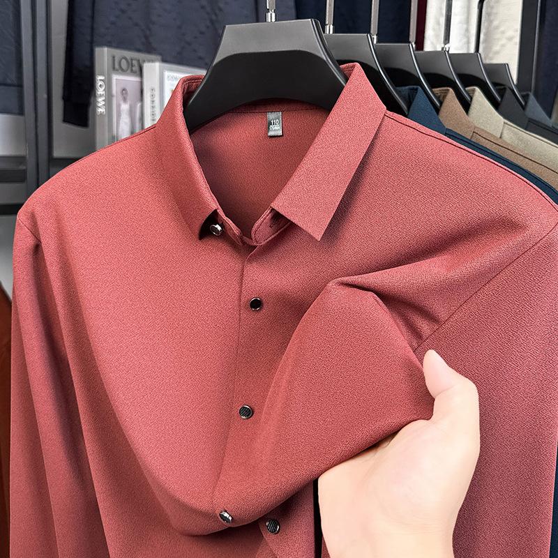 Men s Long Sleeve Shirt Business Casual Fashion Lapel Collar Long Sleeve Shirt M