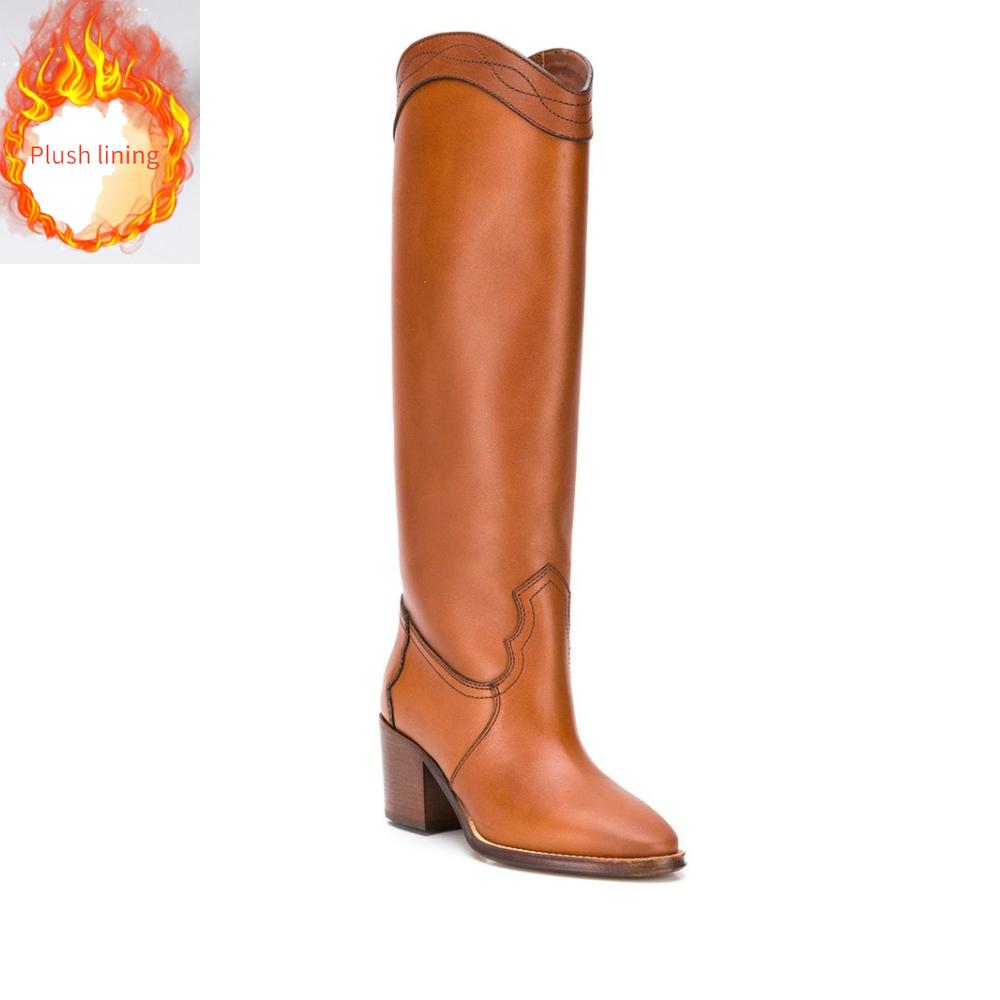 Fashion Style Round Toe High Boots and Knee Boots Ultra High Heel Fashion Large Size Women's Boots Brown Long Boots Shoes for Women