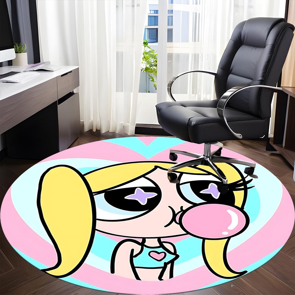 1pc Powerpuff Girls Office Round Area Rug, Under Office Chairs Bedroom Living Room Home Decor, Room Deco, Available in Various Sizes140