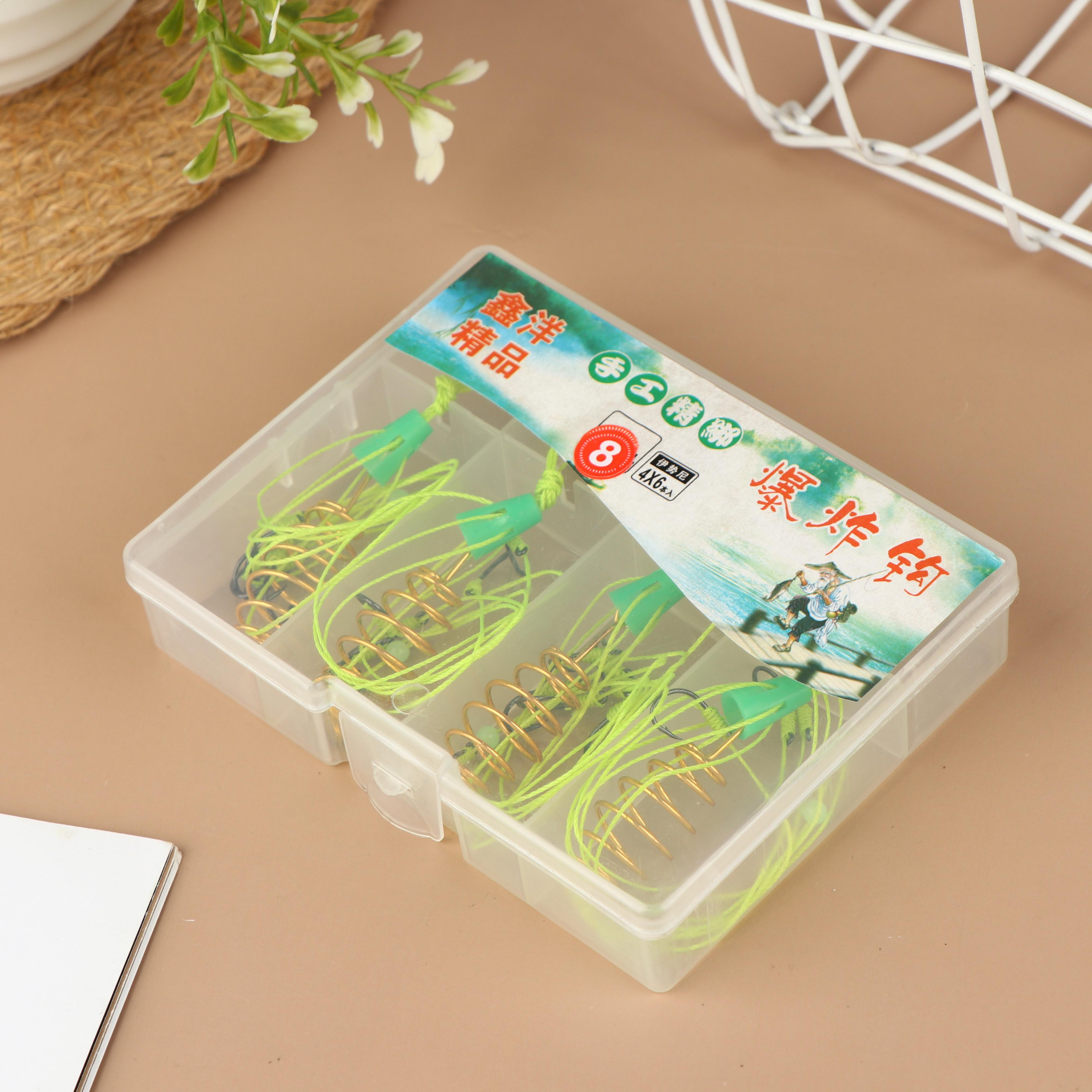 

4Pcs Isni Explosive Hook Waist Drum Spring Bait Hook Anti-Winding Silver Carp And Bighead Fish Group Fishing Accessories