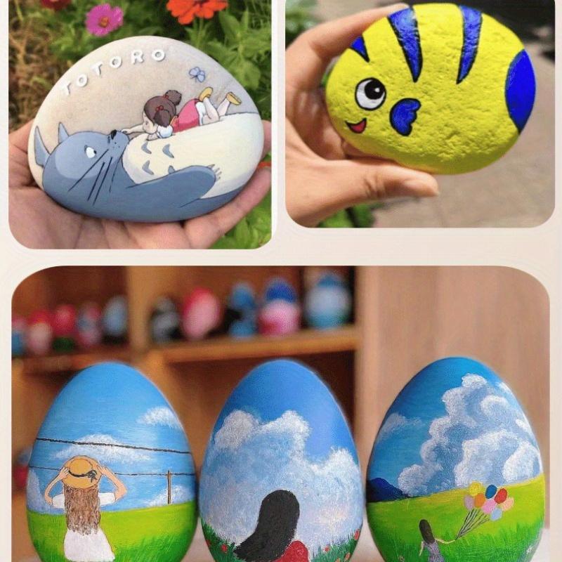 2026 New Kids DIY Hand‑Painting Craft Stones 6Pc Natural Flat Pebbles Smooth River Rocks Garden Home Vase Fillers Decor Supplies