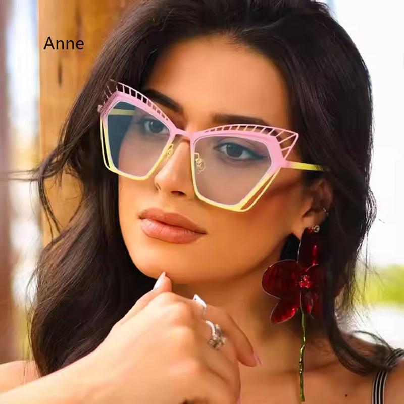 Fashion  Cat Eye Square Large Frame Eye Protection Splicing Color Ladies Anti-Blu-Ray Optical Frame Gafas Hombre