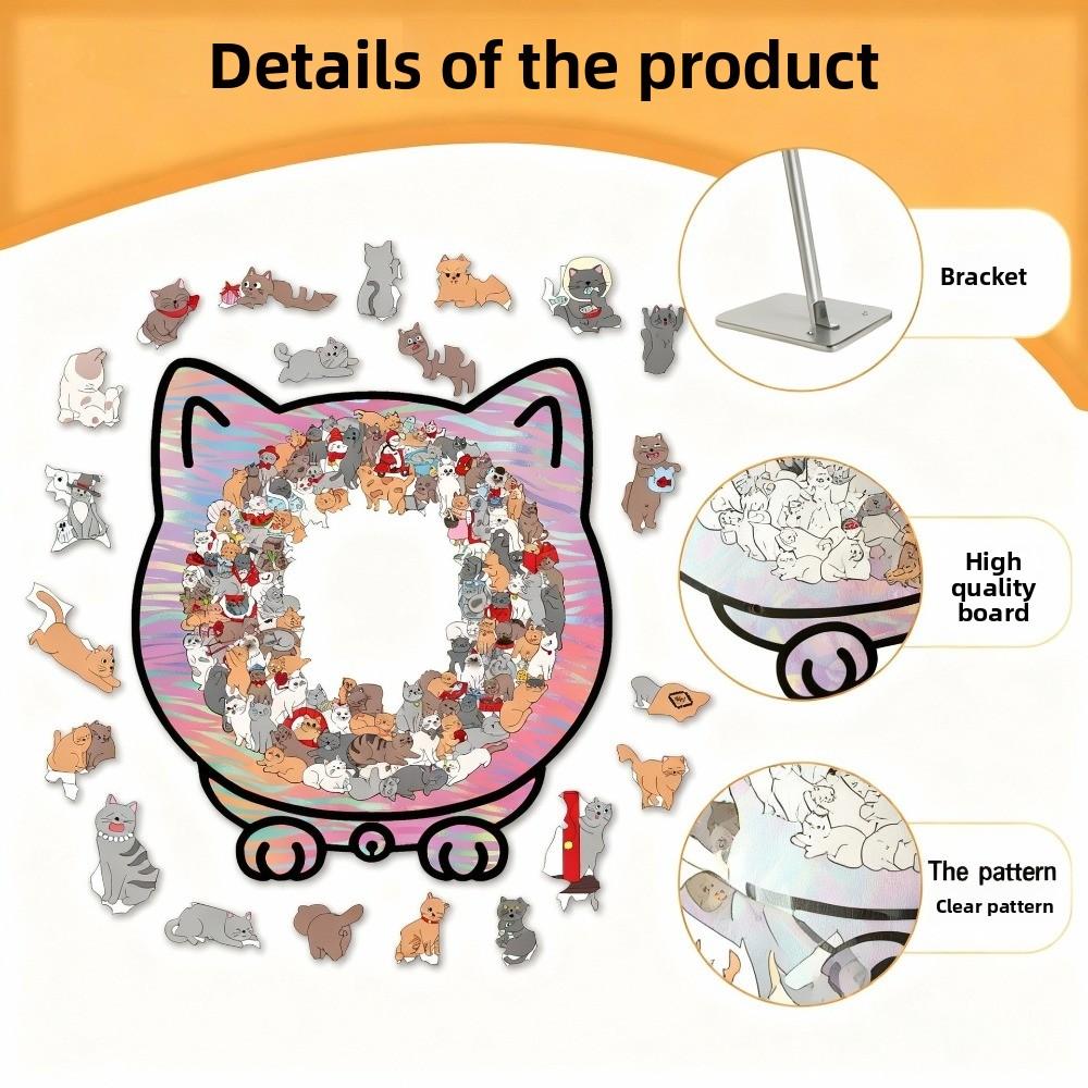 With Cat Silhouette Frame Morandi-colored Cat-shaped Puzzle 135-piece Cut Cat Pieces