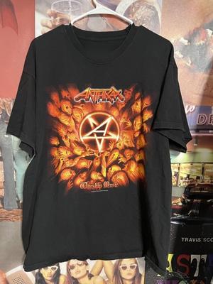 Vintage Y2K 2000s Anthrax Band Merch T-shirt “worship Music”  S-4XL Personalized European American Y2k Cotton Couple