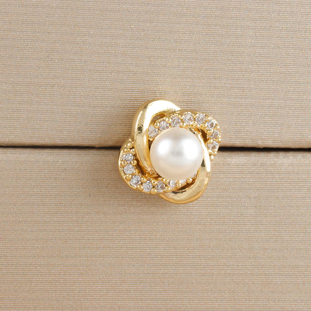 Pearl Flower Bee Zircon Earrings with Stainless Steel Needle