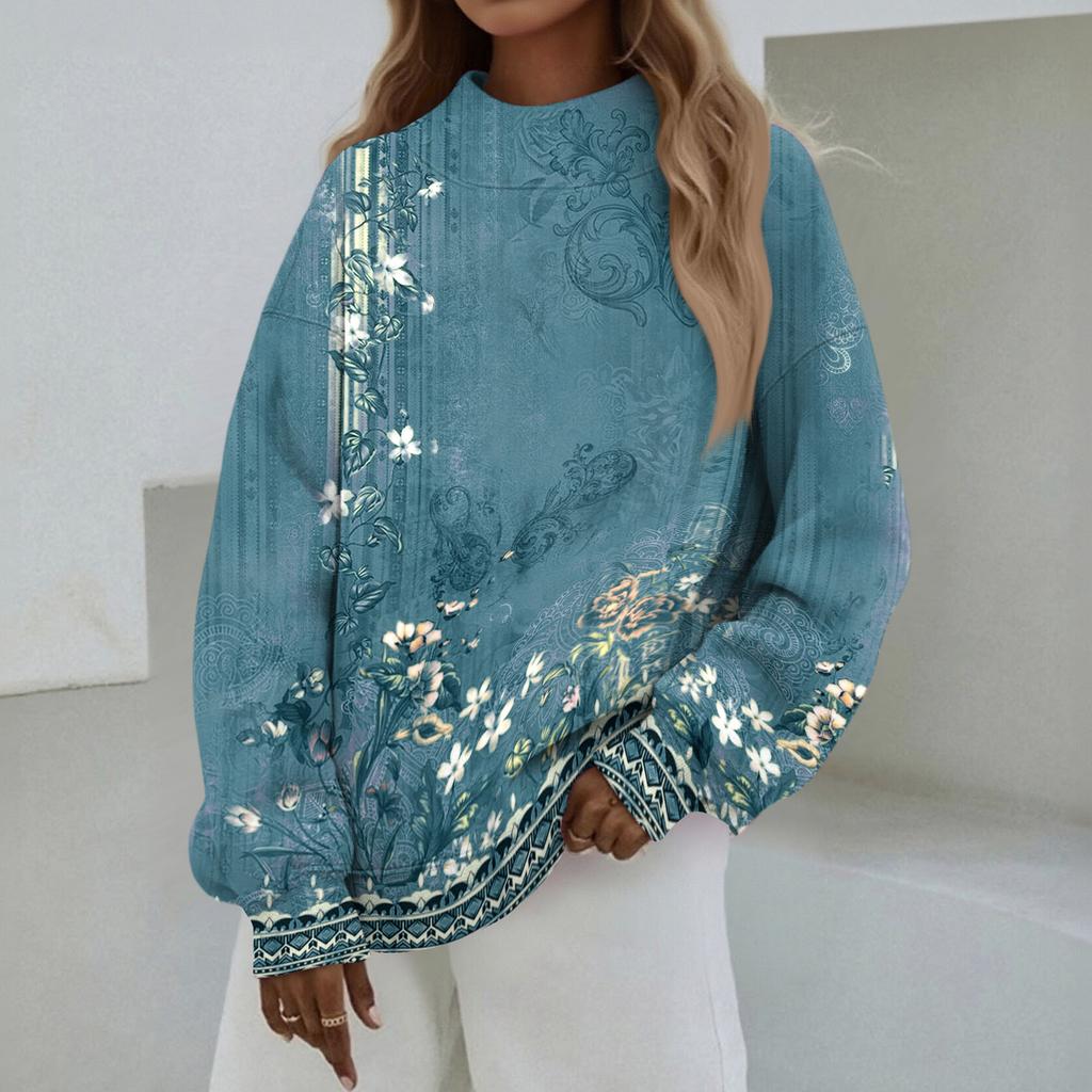 Mock Neck Sweatshirt Women Fall Comfort Oversized Sweatshirt Dressy Pullover Sweatshirts No Hood Cozy Turtleneck Tops