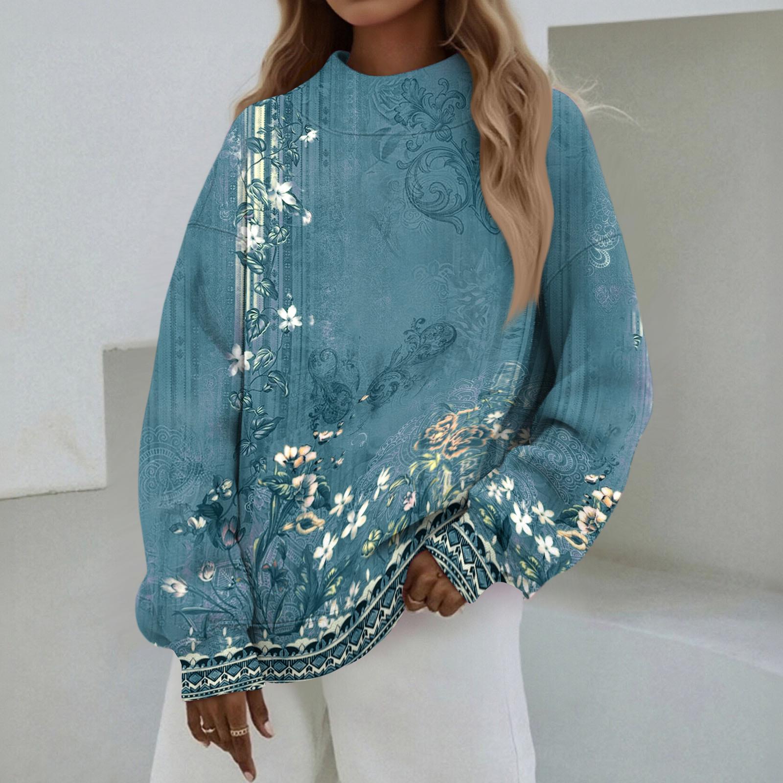 

Женский свитшот с воротником-стойкой, осенний, удобный, оверсайз, нарядный пуловер, свитшоты без капюшона, уютные топы с высоким воротником XL