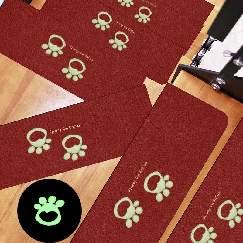 Luminous Self-Adhesive Stair Tread Mats - Splicable, Glue-Free, Solid Wood Protection Carpets