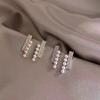 Temperament Small Pearl Stud Earrings Korean 925 Silver Needle Simple Geometric Mori Earrings Versatile Flash Diamond Earrings Women's Tide