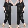 Tuta Taglie Forti Plus Size Abbigliamento Estivo da Donna Copri Pancia Largo e Sottile Casual Sportivo Stampa Tuta Due Pezzi
