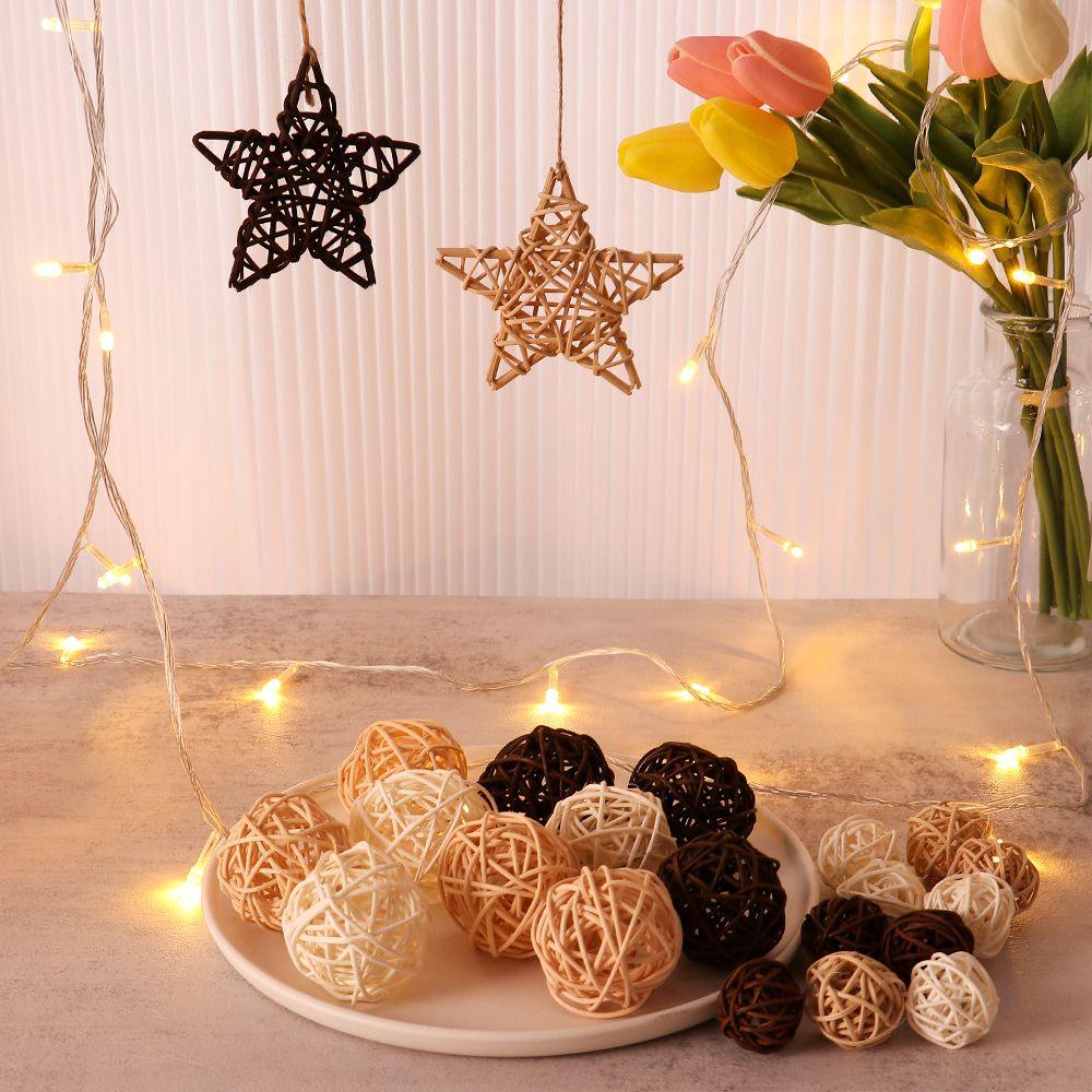 Gift Wedding Party Supplies Hanging Pendants Christmas Tree Ornament Home Decorations Wood Coffee White Rattan Ball Heart Stars
