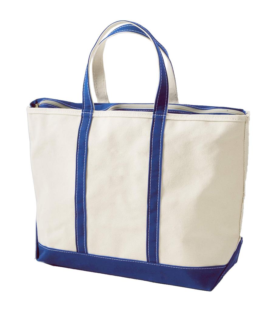 LL Bean Boat and Tote Zip Light 0YL5907001 Bag, Top, Large, Canvas, Blue,