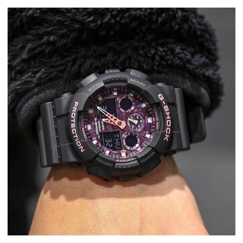 Casio G-SHOCK Series COOL BLUE Fashionable Street Cool High-end Classic Pointer Dual Display Sports Waterproof Quartz Movement Japanese GA-100TCB-1A