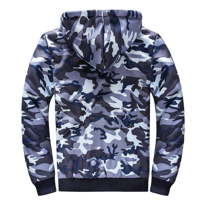 Men's Zip Up Hoodie Camouflage Heavyweight Winter Sweatshirt Fleece Sherpa Lined Warm Jacket
