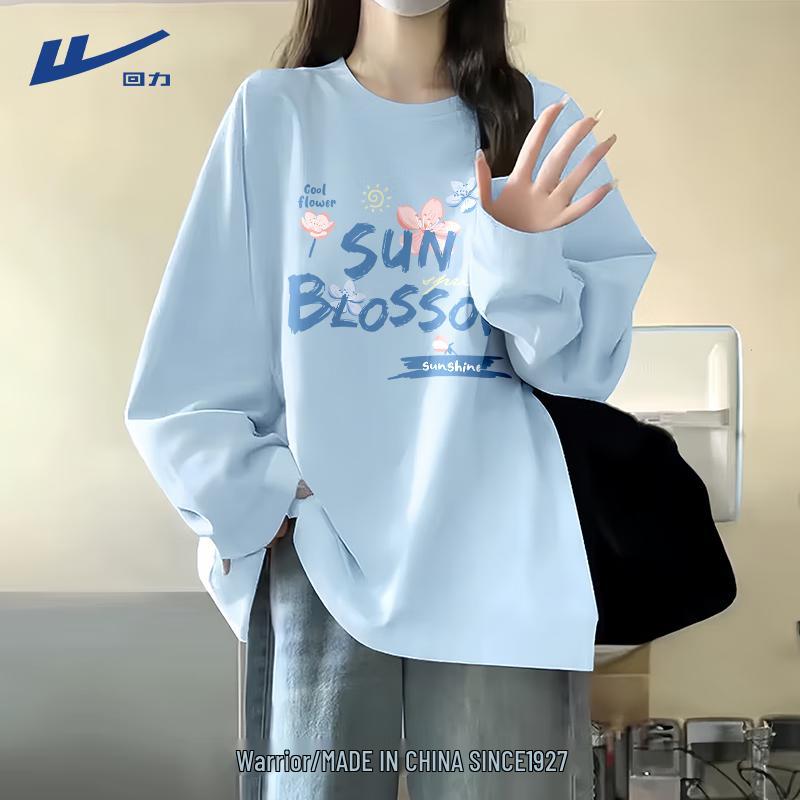 Warrior Women s 2025 Fall Loose Cotton Long Sleeve T-Shirt M