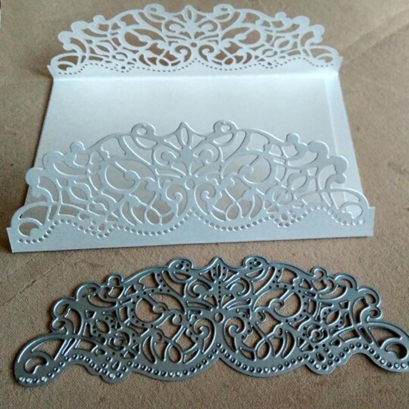Scrapbooking Grußkarte Dekoration Spitze Hohlrahmen Metall-Stanzformen Rahmen Prägevorlage