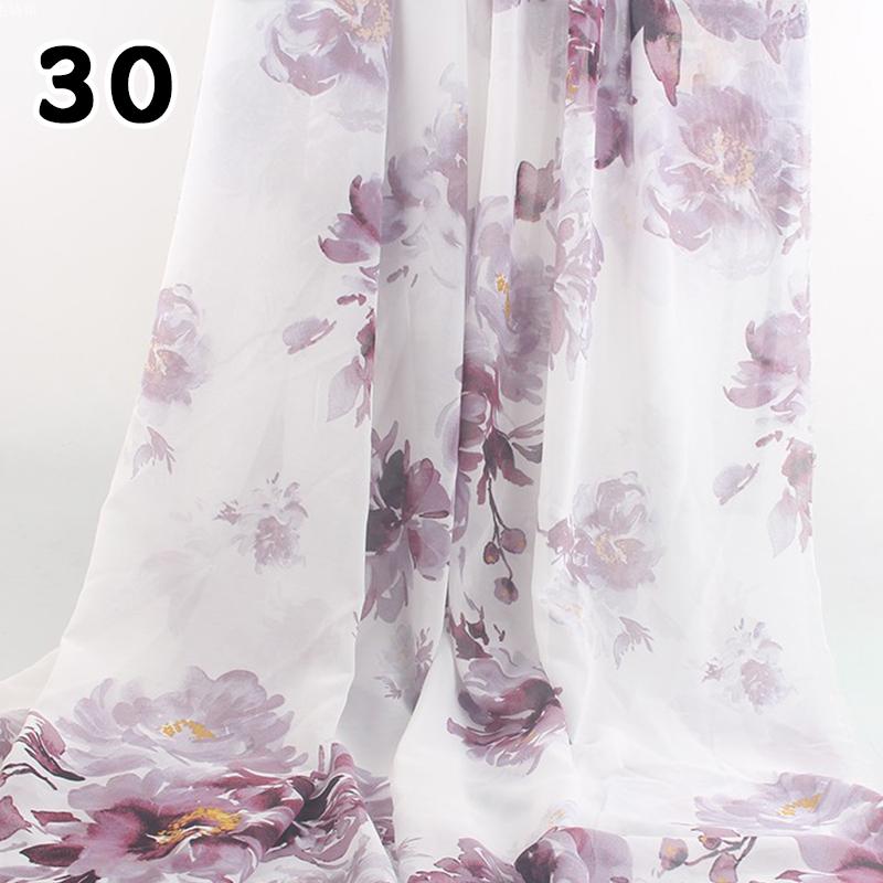 1M 75D Retro Flower Chiffon Fabric Breathable Thin And Light Draped Fairy Designer Fabric For Diy Sewing Summer Dress Shirts