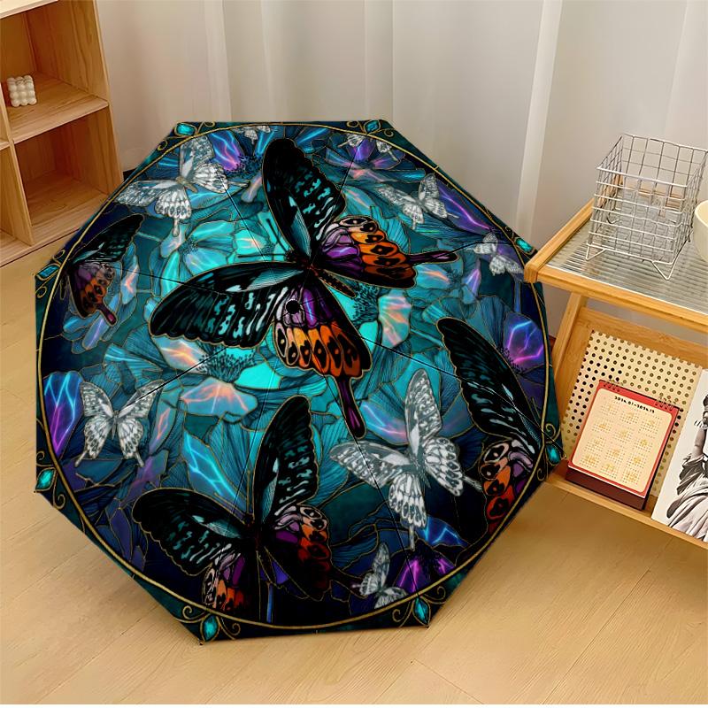 

Butterfly Purple Flower (2) Printed umbrella windproof folding umbrella portable sun and rain umbrella suitable for gifting