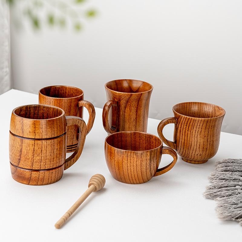 Wooden Big Belly Cups Handmade Natural Spruce Wood Cups Beer Tea Coffee Milk Water Cup Kitchen Bar Drinkware for Kitchen