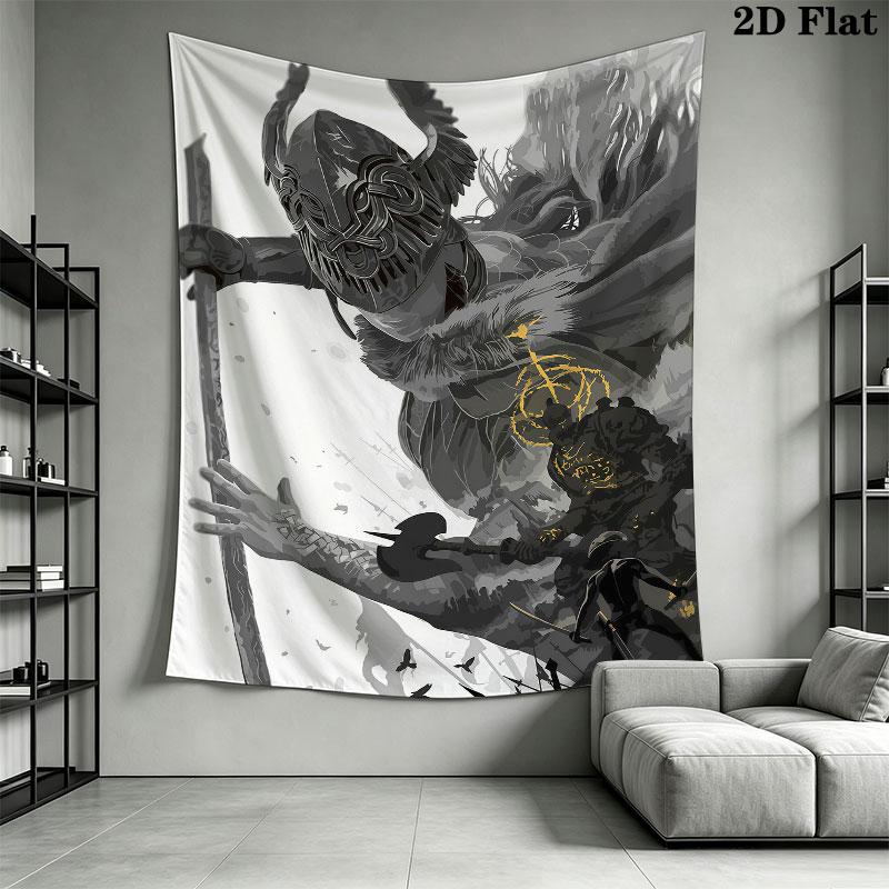 Elden Ring Dawn Wall Hanging Printed Fabric Blanket Decorative Tapestries for Bedroom Living Room Home Decor