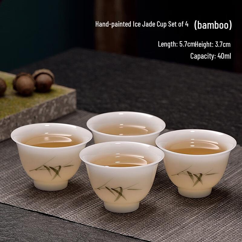 Yi Lu Tang Hand-Painted Ice-Jade White Porcelain Gongfu Tea Cups