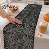 Gothic Spider Table Runner Cobweb Lace Runner, Black Web Covers for Parties Halloween Dining Table, Holiday Home Decor Vintage Overlay